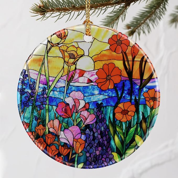 Colorful Flower Christmas Ornaments: Christmas Tree Decorations & Holiday Ornaments – Holiday Presents, Gift Ideas for Friends, Coworker, Family, Gardener, Nature Lover, and Flower Lover