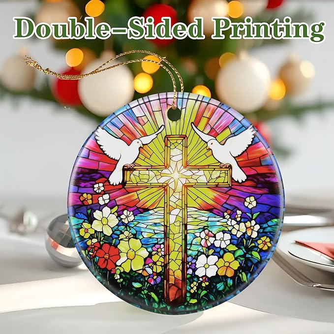 Cross Ornament: Christmas Ornaments, Religious Christmas Decorations for Tree, Catholic Ornament & Christian Holiday Decor | Religious Cross Gifts, Christian Gifts - Design B
