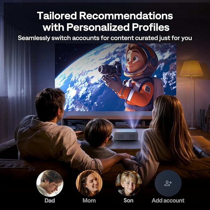 Aurzen EAZZE D1G Christmas Gifts, 4K Supported Google TV Smart Projector with WiFi & Bluetooth, Auto Focus & Keystone, Dolby Audio, Zoom, Movie, Portable Mini Projector for Home & Outdoor Use