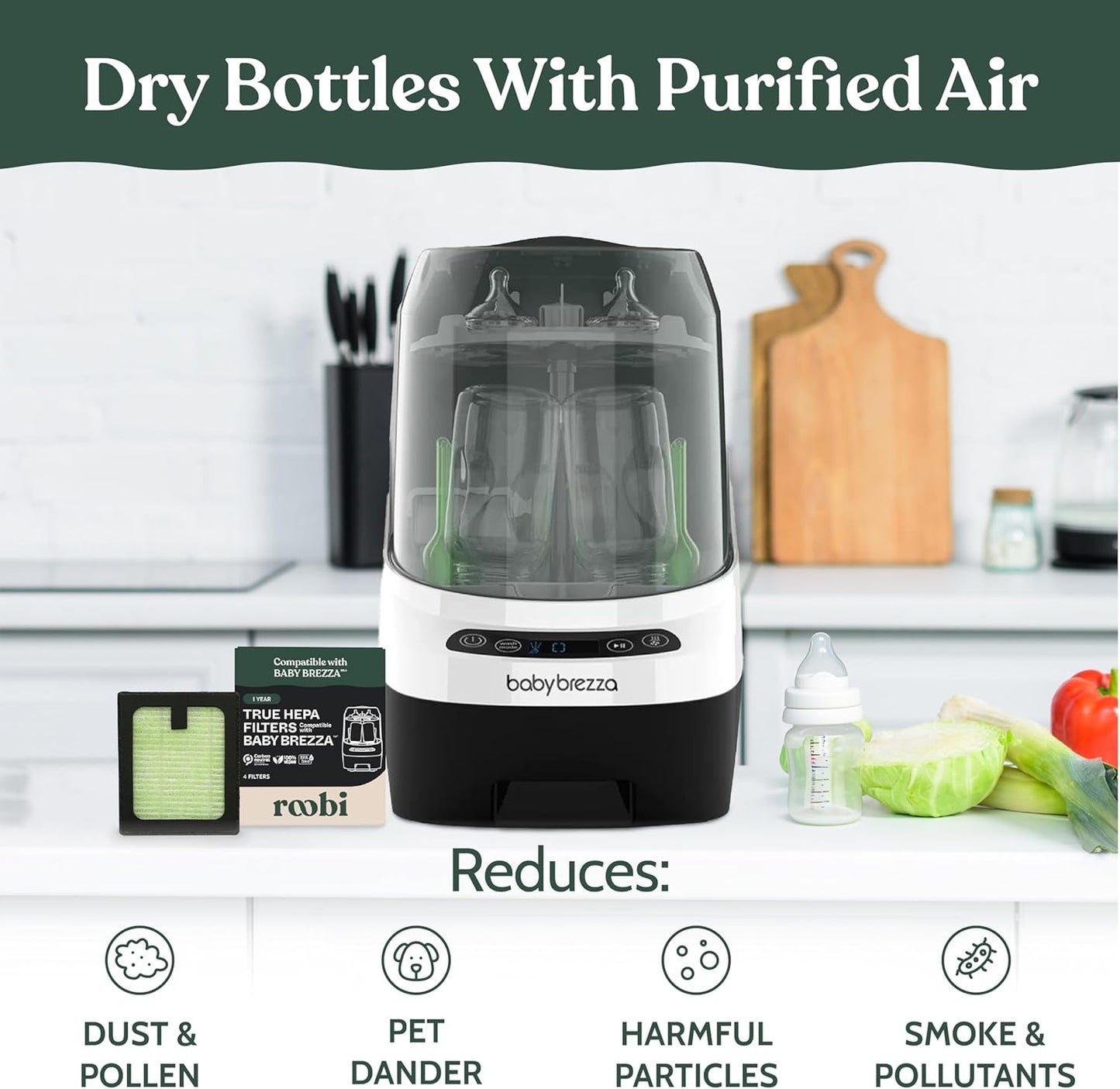 Roobi Hepa Filters Compatible with Baby Brezza. Specially Formulated for Washer Pro. 4 Carbon Neutral Replacement Pack.