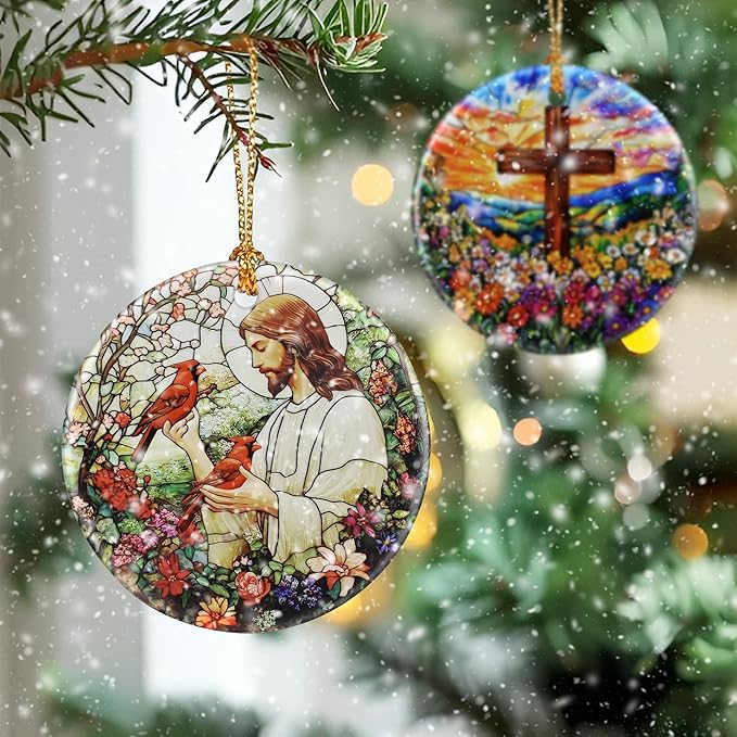 Jesus Christ Ornament: Christmas Ornaments, Religious Christmas Decorations for Tree, Catholic Ornament & Christian Holiday Decor | Religious Gifts, Christian Gifts - Design D