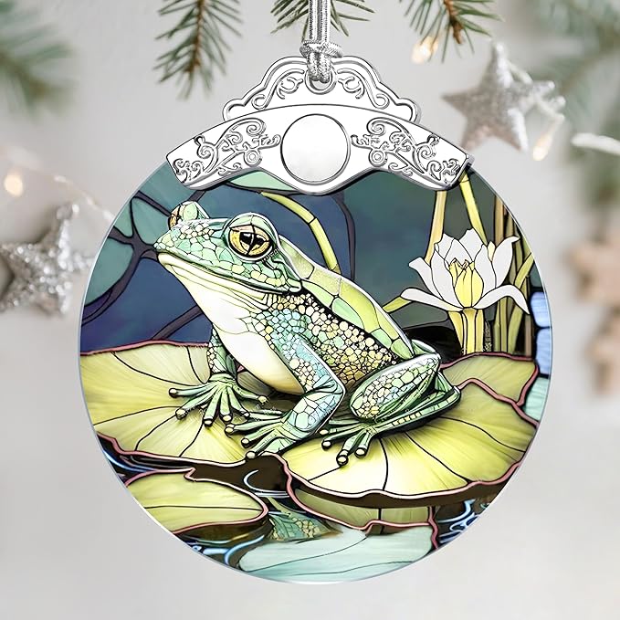 Christmas Ornaments: Stained Glass Ornament, Christmas Tree Ornament, Hanging Ornaments for Home Decor & Xmas Tree Decorations – Exquisite Holiday Decor, Gifts & Holiday Present - Frog