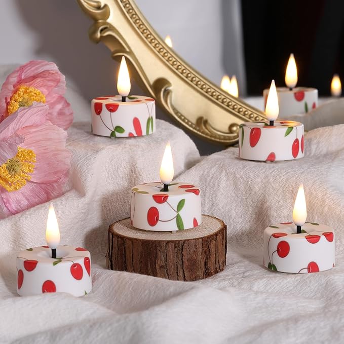 Eywamage Christmas Flameless Tealights with Remote Batteries, Flickering LED Tea Votive Candles Holiday Home Decor Set of 12