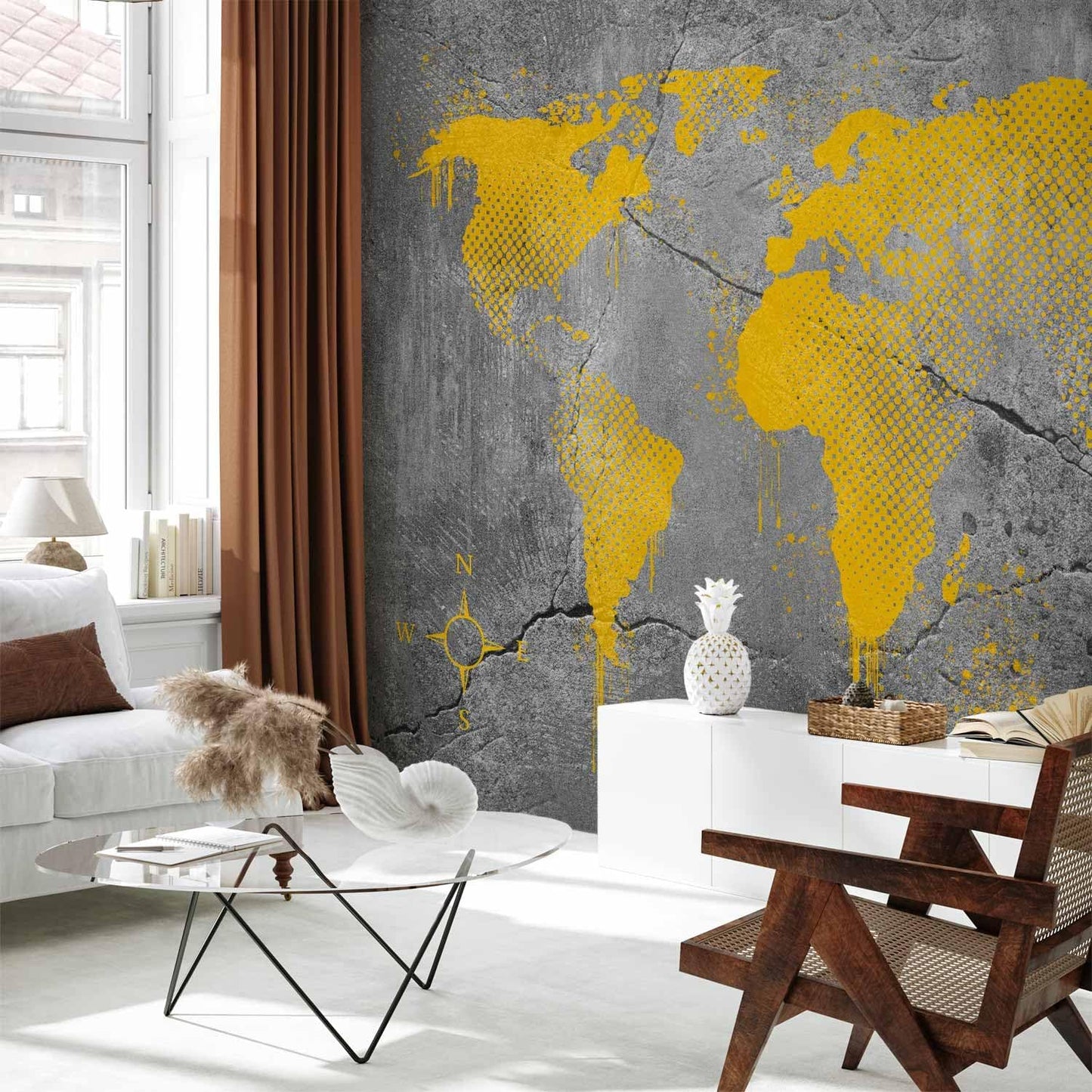 artgeist Wall Mural World Map 118x83 in - XXL Non-Woven Wallpaper Fleece Wall Decor Photo Print Picture Image Design Map of The World k-A-0494-a-a