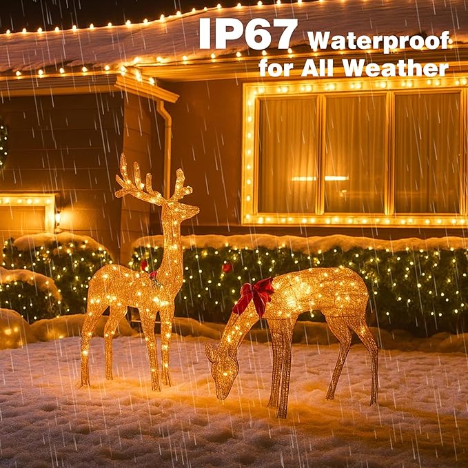 Christmas Lights 400 LED 131 FT, IP67 Waterproof Christmastree Lights with 8 Modes, Remote Control 3 Timers & Memory Function Xmas Decorations for House and Holiday (Warm White)