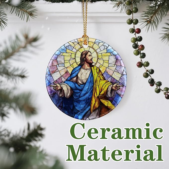 Jesus Christ Ornament: Christmas Ornaments, Religious Christmas Decorations for Tree, Catholic Ornament & Christian Holiday Decor | Religious Gifts, Christian Gifts - Design C