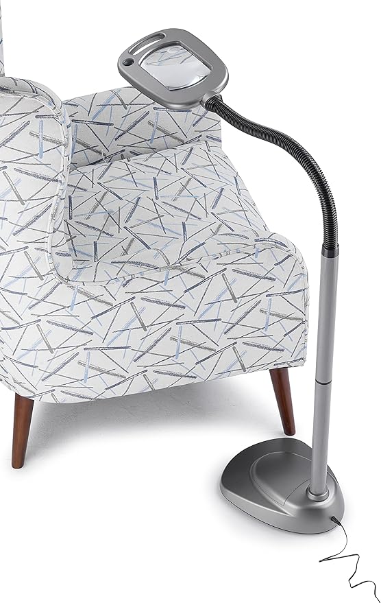 LIGHT IT! By Fulcrum, 20072-401 MultiFlex LED Floor Magnifier Lamp, Silver, Single pack