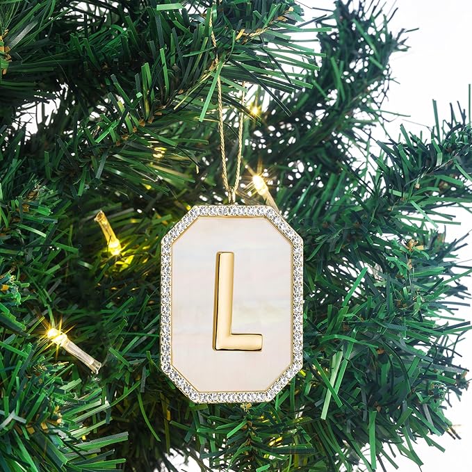 Christmas Initial Ornaments, Letter L Ornaments for Christmas Tree, Hanging Letter Ornament for Mother Best Friends Sister Wife