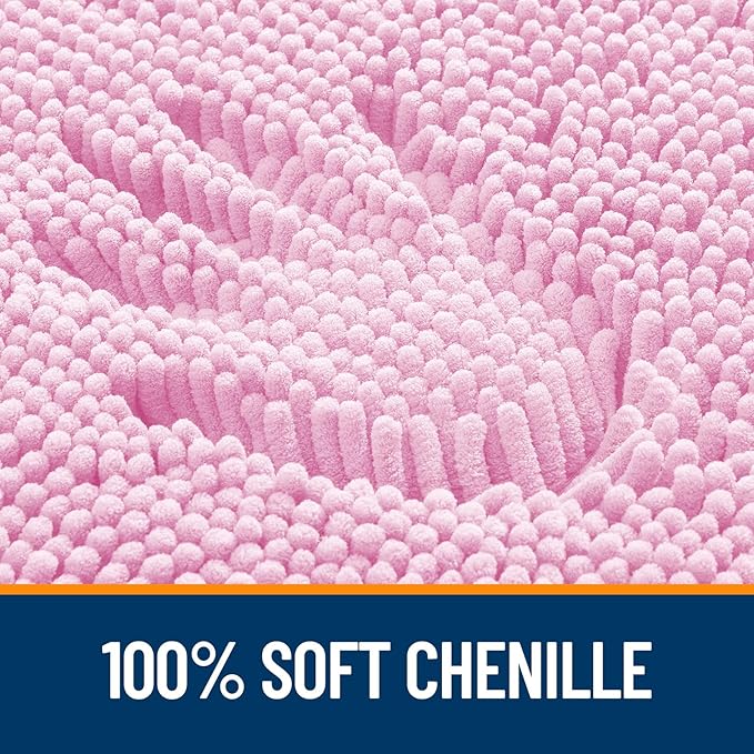 OLANLY Bathroom Rugs 30x20, Extra Soft Absorbent Chenille Bath Rugs, Rubber Backing Quick Dry, Machine Washable Bath Mats for Bathroom Floor, Tub and Shower, Home Decor Accessories, Pink
