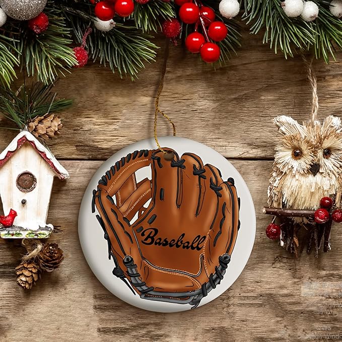 Sports Kids Christmas Ornament - Baseball Mitt & Player Gift - Christmas Ornaments