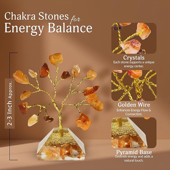 YATSKIA Pyramid Crystal Tree of Life, Birthday Gifts for Women, Crystals and Healing Stones, Home and Office Crystal Decor, Feng Shui Decor, House Warming Gifts New Home (Set of 12 Small Trees)