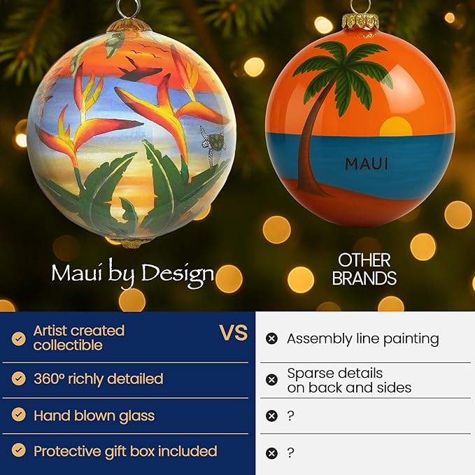 Collectible Hand Painted Maui Sunset Ornament Collectible with Gift Box SUH/M