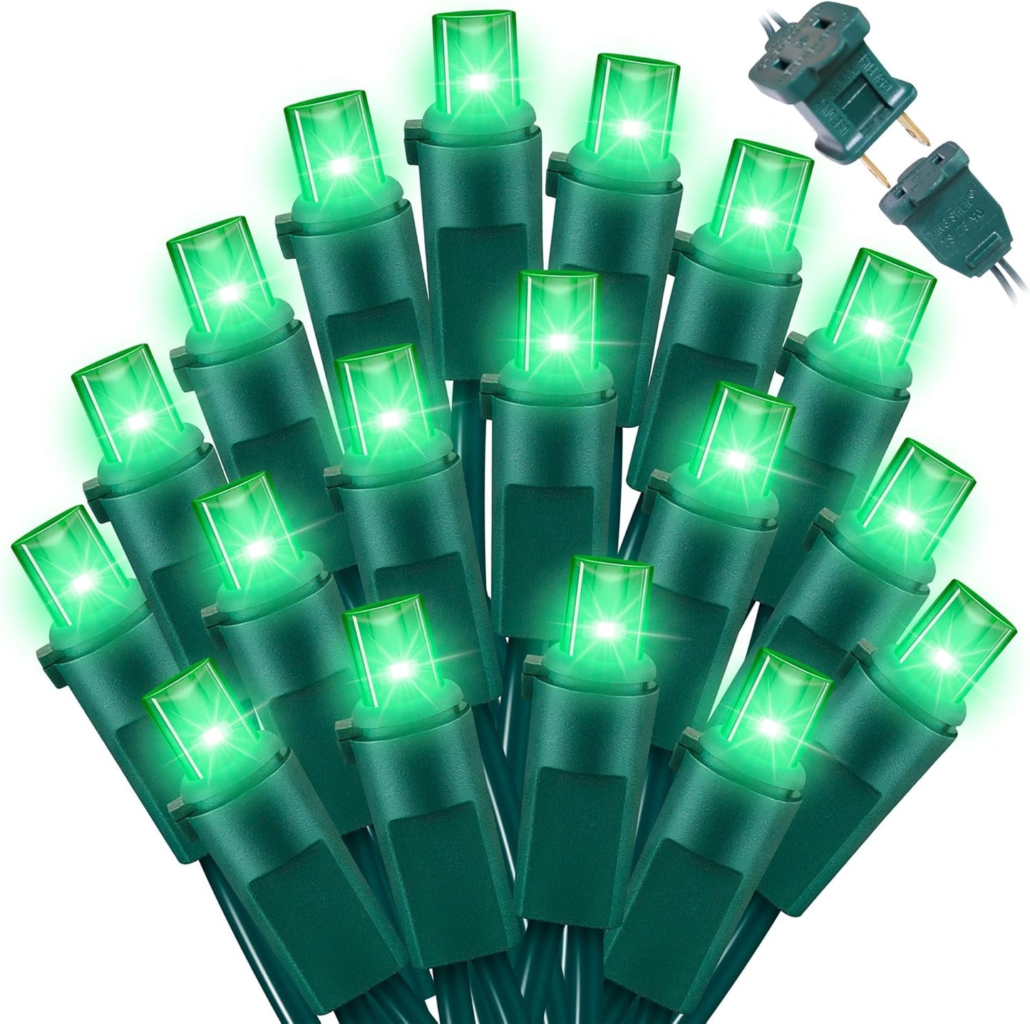 100 Count Green- String Lights - 21.6FT LED Christmas Lights, Mini led Lights for Indoor Outdoor Home Holiday Party Wedding Independence Day Decoration