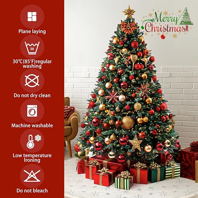 72 inch Christmas Tree Skirt,White Faux Fur Tree Skirts Thick Soft Christmas Ornaments,Extra Large Xmas Tree Skirt for Christmas Home Decorations Xmas Party Holiday Decorations