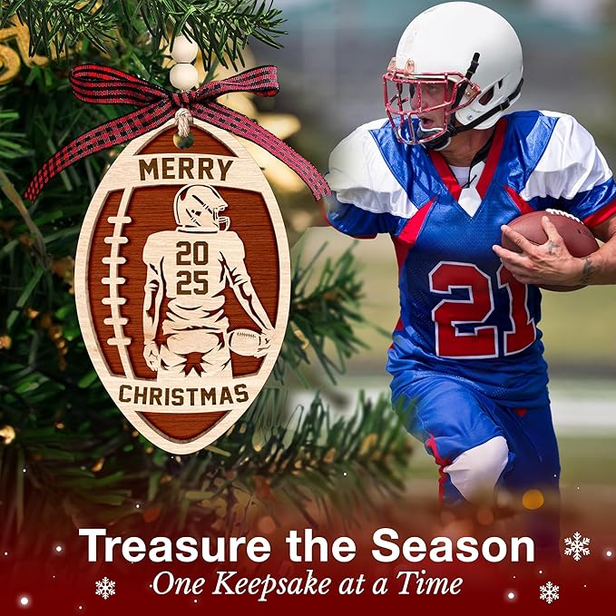 Football Player Ornament - Fantastic Football Ornament for Christmas Tree, Unique Christmas Ornaments 2025 for Sports Fans, Fun Gift for Fantasy Football Enthusiasts, Festive Sports-Themed Decor