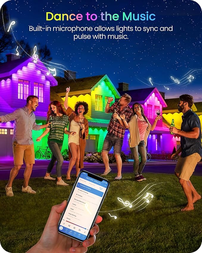 Permanent Outdoor Lights, 100 FT RGB & White Eaves Light with 72 LED Lights, App/Remote Control, IP65 Waterproof Christmas String Lights for Daily, Festival, Party, Holiday Decor W05EL05