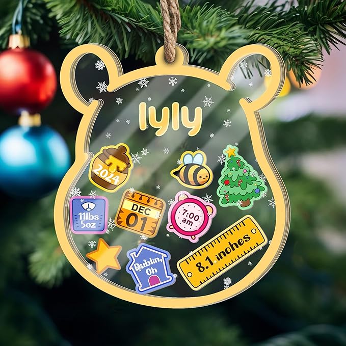 Personalized Baby's First Christmas Ornament 2025 - Newborn Birth Stats Shaker Ornaments - Custom Birth Stats Shaker Ornaments - Xmas Decoration - Gifts for Christmas