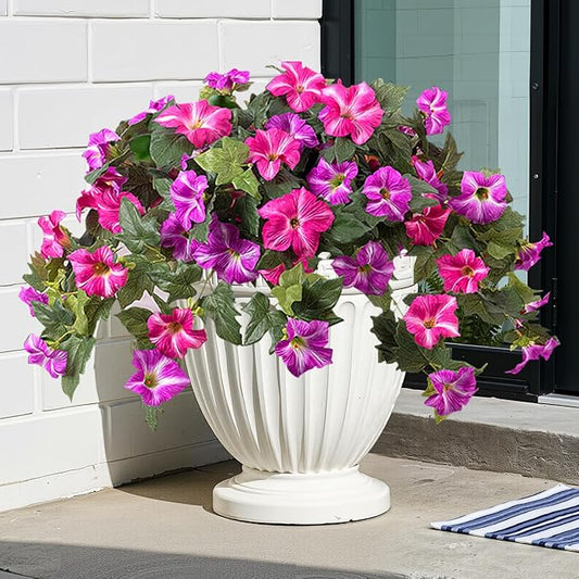 2-Piece Artificial Flowers for Outdoors - uv Resistant Faux Flowers for Outdoor planters with Realistic Leaves - Simple and Warm Home Decor for Living Room or Party (Red)