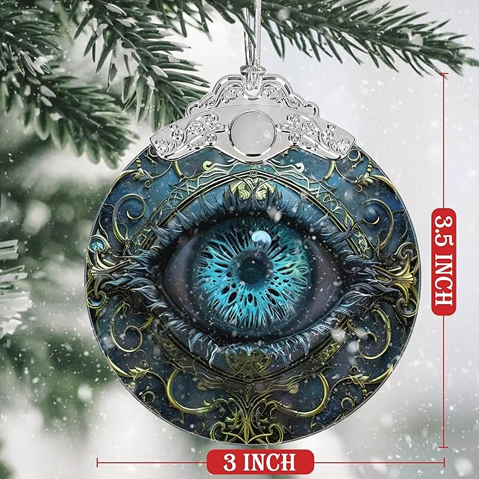 Christmas Decorations Ornaments, Stained Glass Ornament, Christmas Tree Ornaments, 2025 Gift Ornament, Xmas Gift for Friend Family Coworker - Mystical Eye