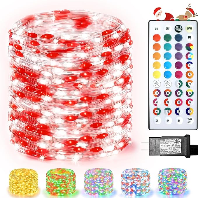 300 LED Fairy Lights Color Changing, 98 FT 35 Colors String Lights with Remote, 17 Single Color & 18 Holiday Colors, Christmas Twinkle Light Plug in for Bedroom Holiday Wedding Indoor Party Decor