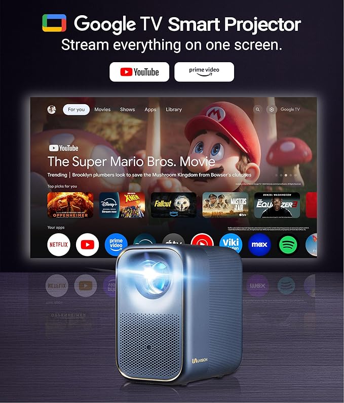 AllPlay Google TV Smart Porejctor | Native 1080p Full HD | Auto Focus & Keystone | Dolby Audio | WiFi & Bluetooth | Portable Home Theater Kit