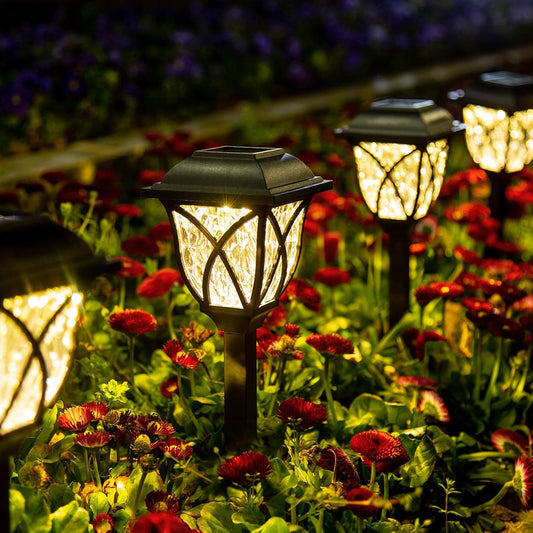 GIGALUMI Solar Lights Outdoor Waterproof, 8 Pack LED Solar Garden Lights, Outdoor Decorations, Garden Decor for Yard, Patio, Landscape, Planter, Walkway (Warm White)