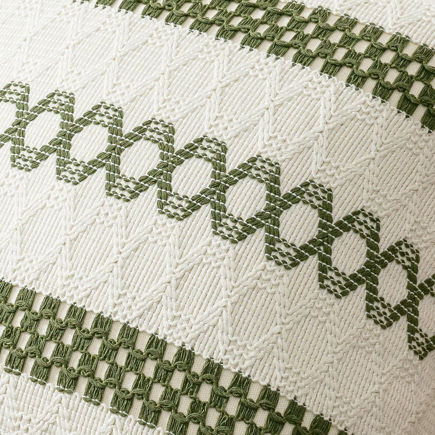 MIULEE Set of 2 Moss Green Boho Decorative Lumbar Pillow Covers 12x20 Inch Farmhouse Rustic Couch Throw Pillows Modern Summer Cushion Covers Retro Cute Macrame Woven Home Decor for Bed Sofa Chair