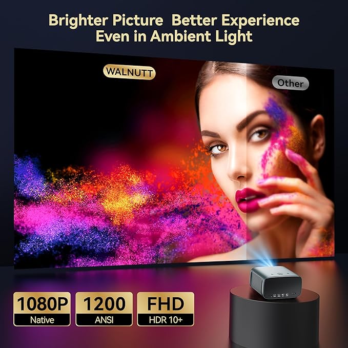 Smart Projector with WiFi and Bluetooth Built-in Streaming Apps, Portable Mini Outdoor Projector, AI Auto Focus & Keystone, Home Movie Projector with 30W Dolby, HDR10+, Ceiling Projector for Bedroom