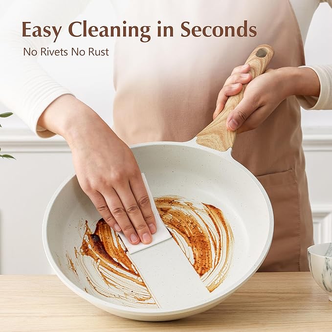 SENSARTE Nonstick Ceramic Frying Pan Skillet with Lid, 11 Inch Omelet Pan, Healthy Non Toxic Chefs Pan, Induction Compatible Egg Pan with Heat Resistant Handle, Free of Intentionally Added PFAS/PTFE