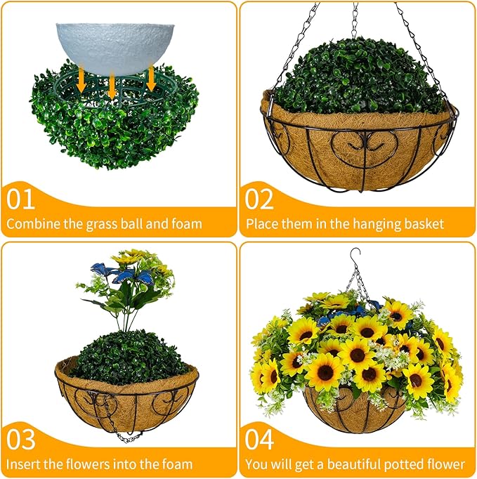Artificial Fake Fall Sunflower Plants Flowers for Outdoor Outside Decoration,12 Bundles Faux Silk Sunflowers UV Resistant Look Real No Fade for Front Door Porch Patio Yard Balcony Autumn Decor