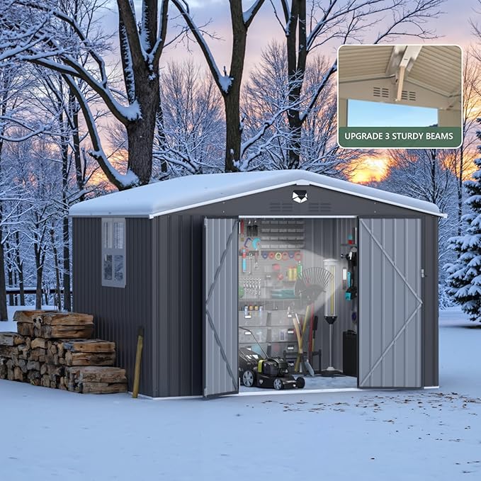 10x8 FT Metal Storage Shed with Window,Outdoor Storage Building,Large Backyard Sheds,Waterproof Outside Storage Sheds