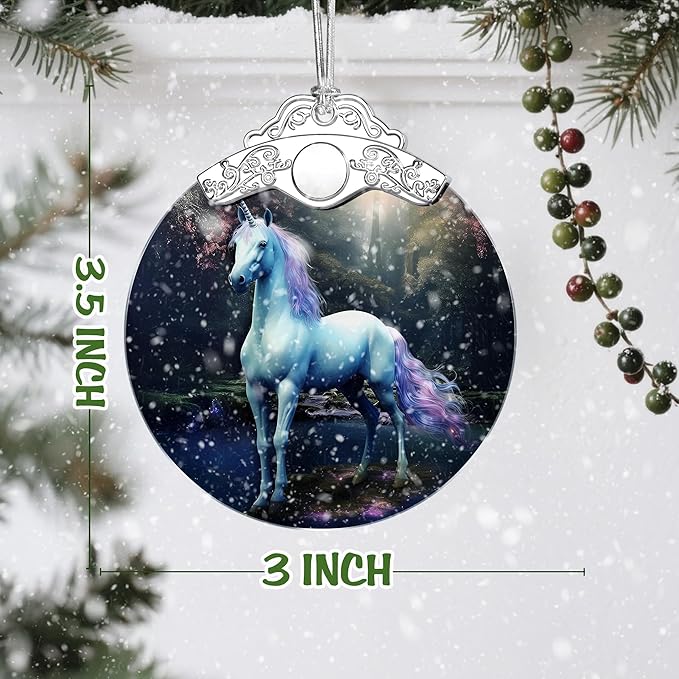 Unicorn Stained Glass Ornament, Christmas Ornaments – Christmas Tree Ornaments, Holiday Decor, Xmas Stocking Stuffers, Gift Idea, Gifts for Unicorn Lover, Friend, and Family