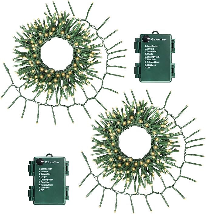 Christmas Firecrackers String Lights 200LED Cluster Lights 8 Modes Timer Waterproof for Xmas Tree Garland Window Party 2pack