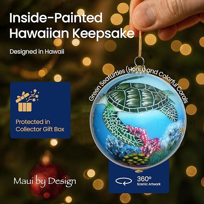 Collectible Hawaiian Christmas Ornament: Corals and Sea Turtles CW/H