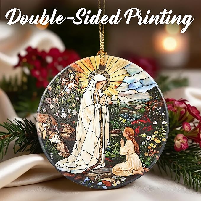 Lady of Lourdes Christmas Ornaments: Christmas Tree Ornaments, Virgin Mary Religious Holiday Decor, Catholic Home Decor, Stocking Stuffers, Gift Ideas, Religious Gifts & Faith Gifts for Christian