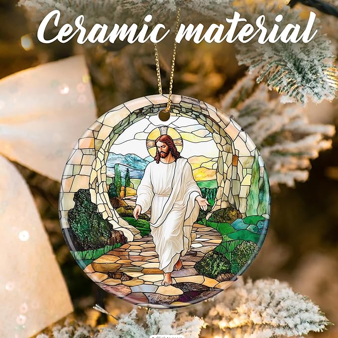 He is Risen: Resurrection of Jesus Christmas Ornaments – Christmas Tree Decorations, Christian Home Decorations, Stocking Stuffers, Gift Ideas, Easter Day Gift, Christian Gifts, and Religious Gifts