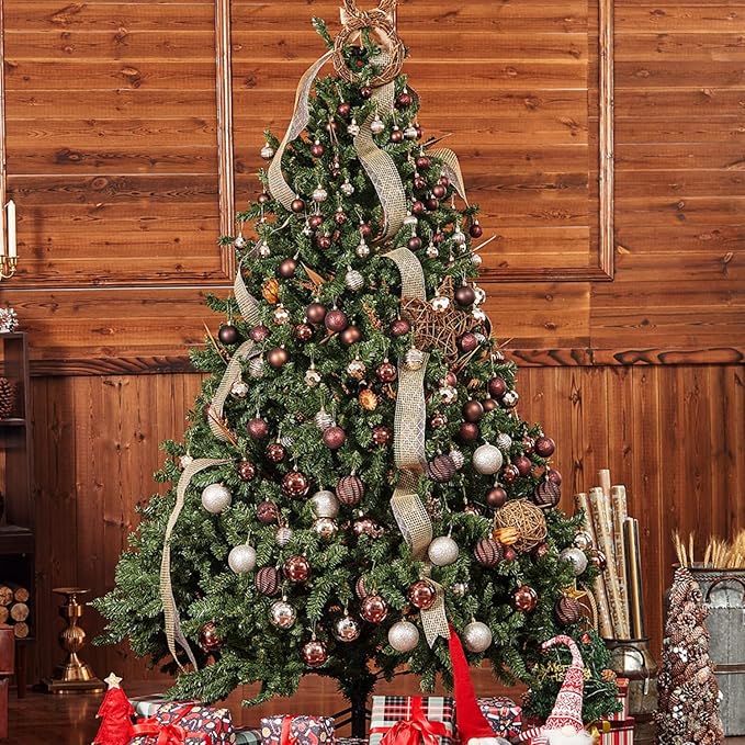 XmasExp 24ct Christmas Ball Ornaments Shatterproof Xmas Tree Hanging Balls Decorations Perfect for Holiday Wedding Christmas Decor(2.36"/60mm, Brown and Champagne)