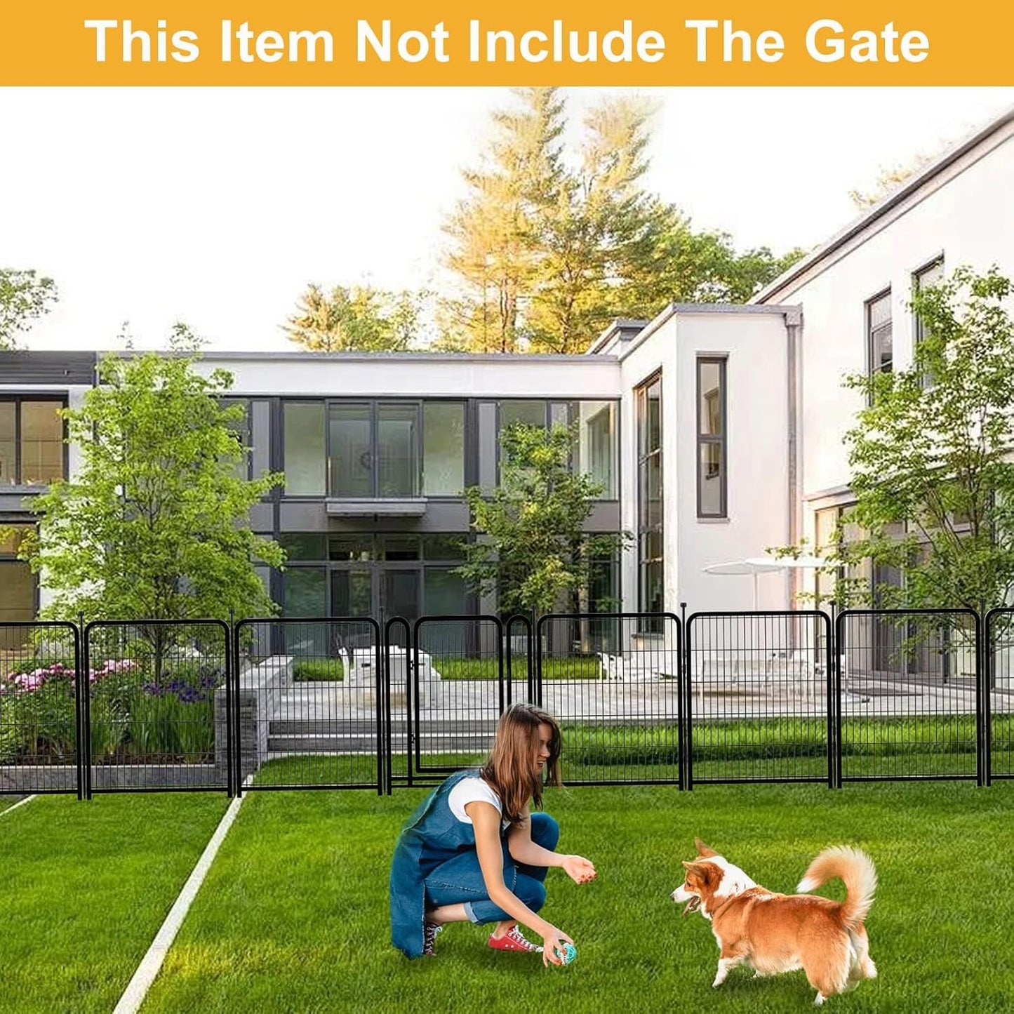 Garden Fence 40 Inch 14 Panels Without Gate, Total 31 Ft(L) Garden Fence for Yard and Dog, Black Dog Pen Wide Door, Metal Dog Pen Heavy Duty Pet Puppy Exercise Pen for Rv Camping