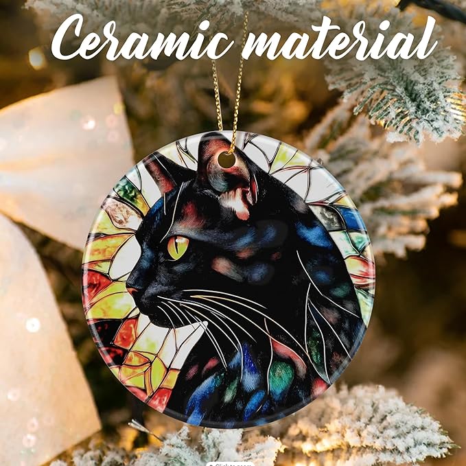Black Cat Ornament, Christmas Ornaments: Christmas Tree Decorations, Holiday Decor, Stocking Stuffers, Gift Ideas, Xmas Gift, Gifts for Cat Lover