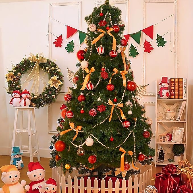 50Pcs Christmas Tree Ornaments - 2.36''/60mm Christmas Ball Ornaments Set for Xmas Tree Holiday Party Wedding Home Decorations (Red & White)