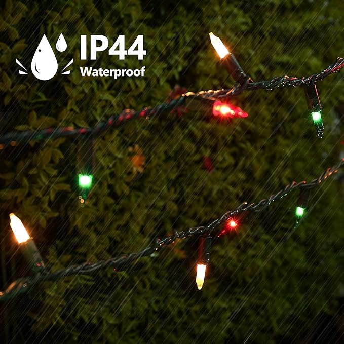 Christmas String Lights - 24ft 100 Incandescent Multi Color Mini Bulbs Lights,Green&White&Red Lighting Decor for Outdoor&Indoor Use, Fairy Garden, Yard, Home, Party, Holiday, Halloween Decoration