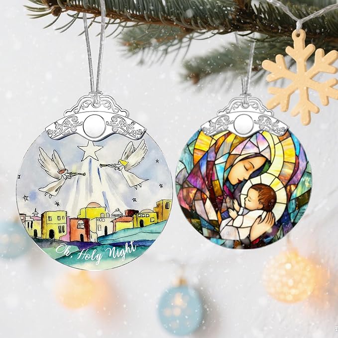 Stained Glass Religious Ornament, Bethlehem Christmas Ornaments, Christmas Decorations for Tree, Holiday Ornament, Religious Gifts, Holiday Party Gifts, Gift Ideas & Xmas Gift