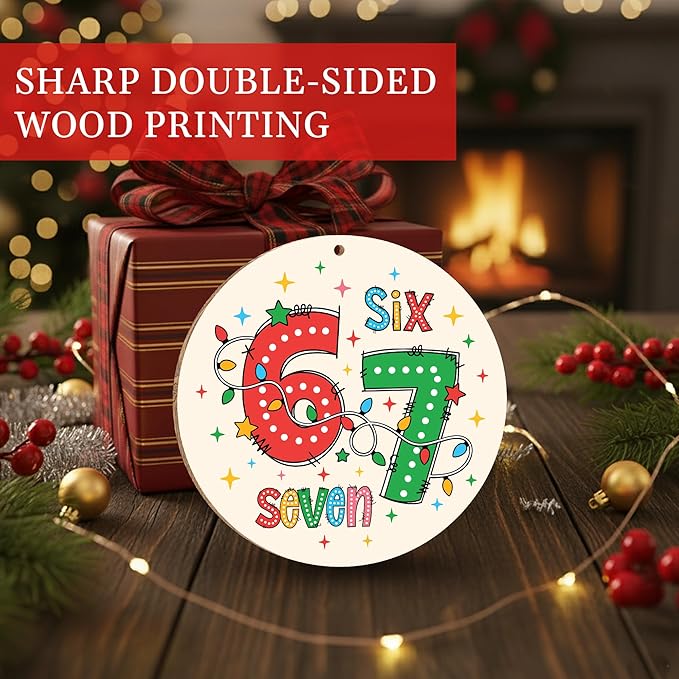 67 Christmas Ornament, 67 Ornaments for Xmas Tree, Funny Christmas Ornaments 2025, 6 7 Meme Ornament for Teens, Six Seven Gifts, Gag Gifts for Teens, Teen Girls Trendy Stuff