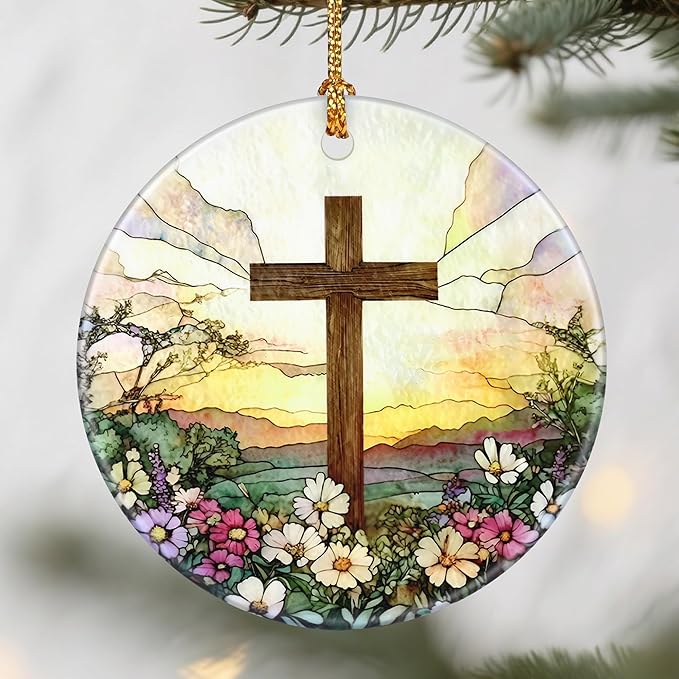 Stained Glass Cross Ornaments, Christian Christmas Ornaments: Christmas Tree Decorations, Easter Faith Cross Home Decor, Stocking Stuffers, Gift Ideas, Xmas Gift, Christian Gifts & Gifts For Religious