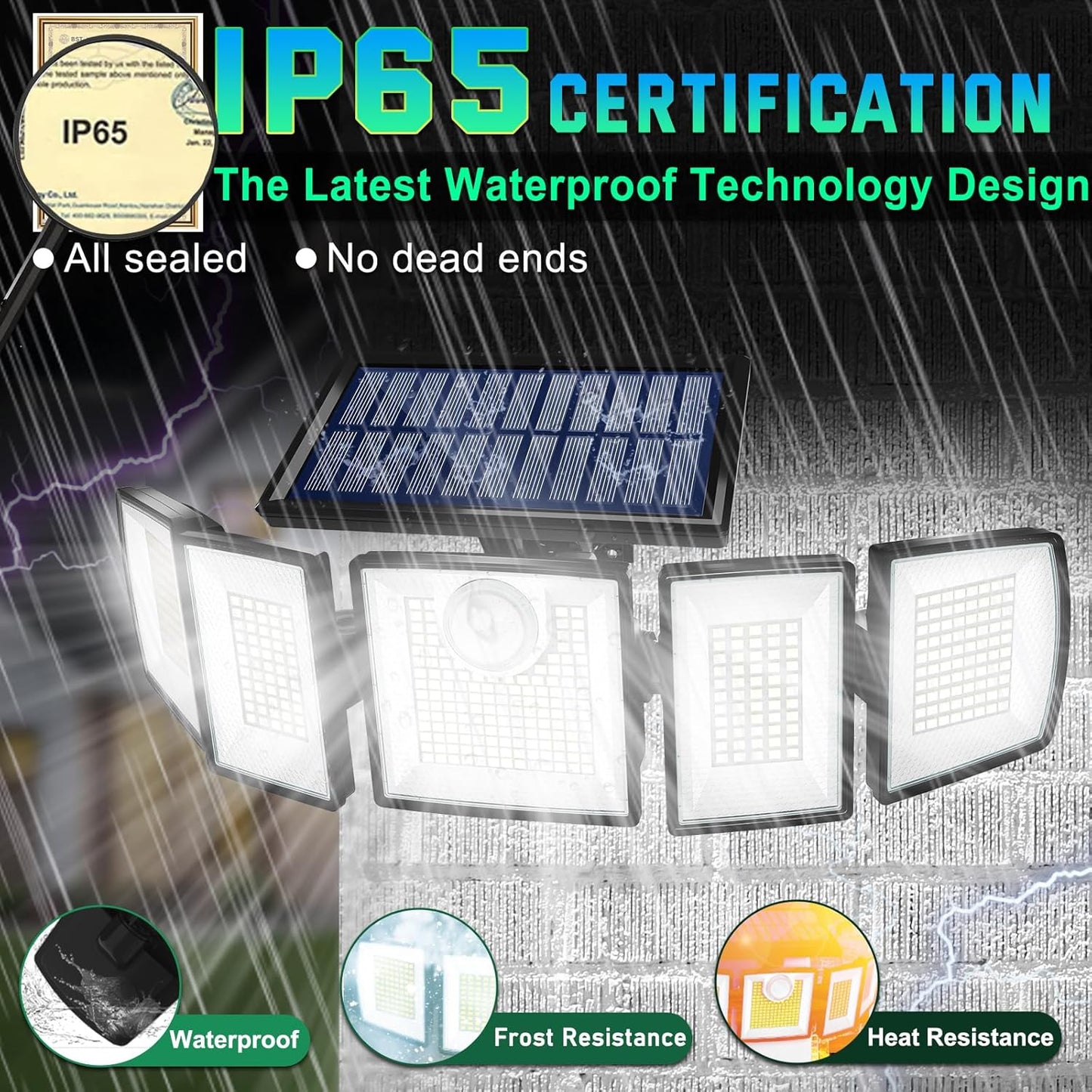 Solar Outdoor Lights Motion Sensor Waterproof - 416 LEDs 3000 Lumens Super Bright Solar Flood Security Light for Porch Yard Patio Garage, 3 Brightness 3 Modes (Pack 2)