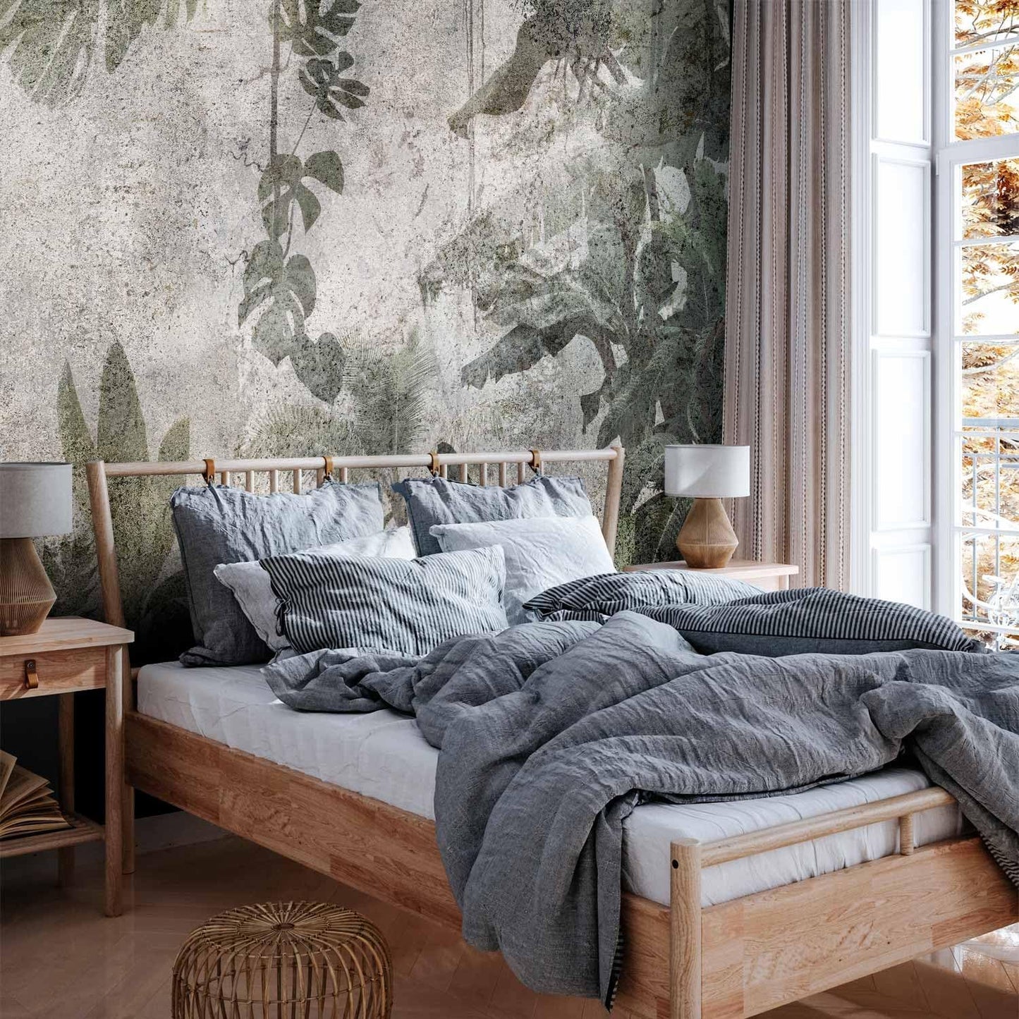 artgeist Premium Wall Mural Tropical Leaves 79x55 in - XXL Non-Woven Wallpaper Fleece Wall Decor Photo Print Picture Image Design Landscape Jungle Nature Monstera Palm Leaves b-C-0821-a-a
