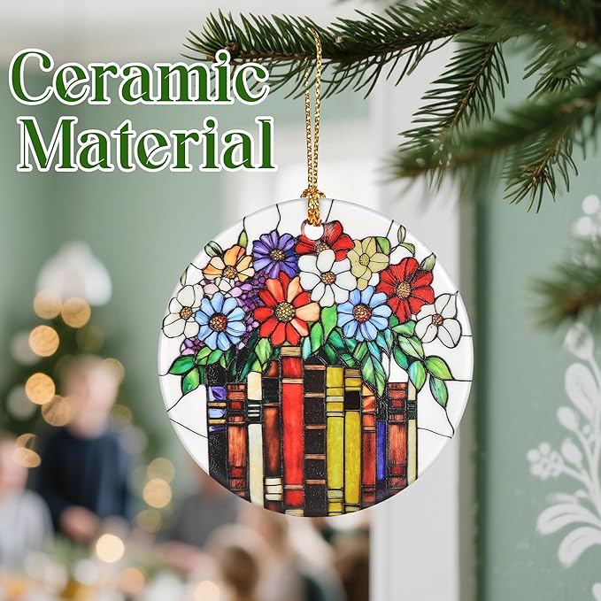 Flower Book Ornament – Christmas Ornament, Christmas Tree Decor, & Perfect Holiday Decor | Book Lover Gift, Bookworm Gifts
