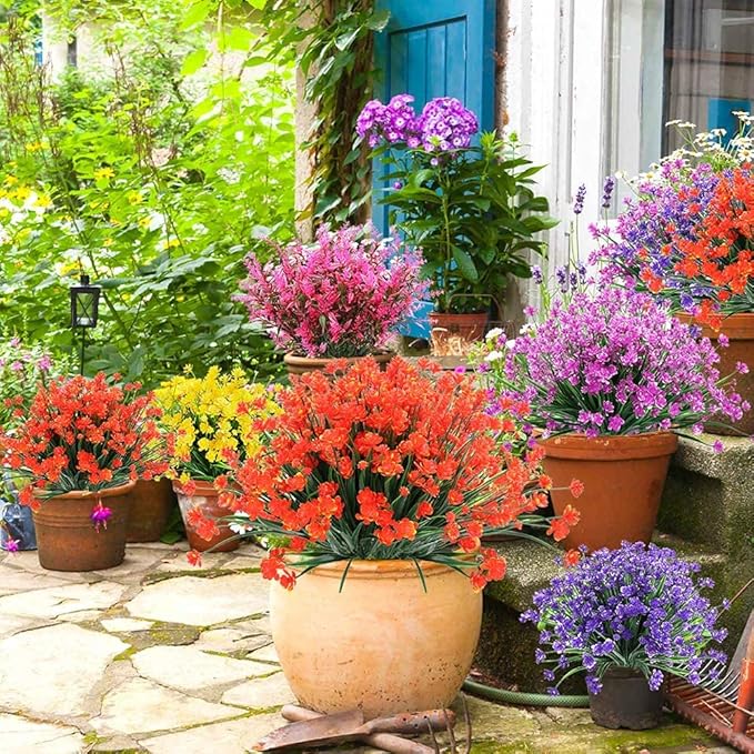 Lnoicy 10pcs Artificial Flowers,Fake Flowers Picks for Office Decorations Floral Arrangements DIY Wreath Holiday Tables Party Home Decor and Home Garden Decoration(Orange)