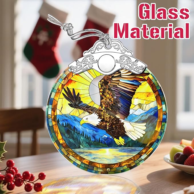 Christmas Ornaments: Stained Glass Ornament, Christmas Tree Ornament, Hanging Ornaments for Home Decor & Xmas Tree Decorations – Exquisite Holiday Decor, Gifts & Holiday Present - Bald Eagle