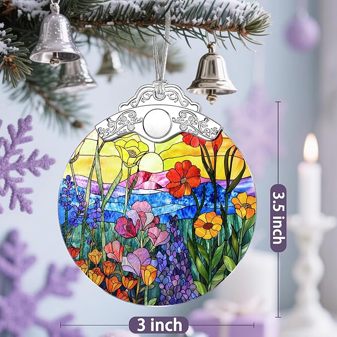 Stained Glass Ornament, Wildflowers Christmas Ornaments, Christmas Decorations for Tree, Holiday Ornament, Flower Themed Gifts, Holiday Party Gifts, Gift Ideas & Xmas Gift